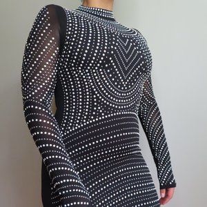 Black Bodycon Dress with Opal Gems